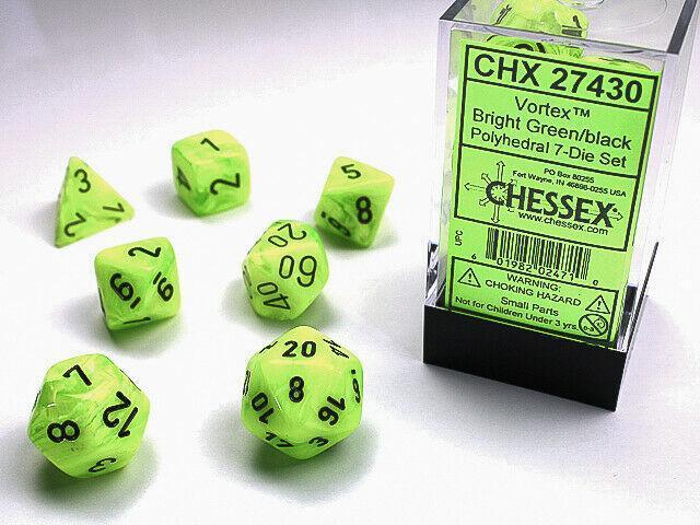 Polyhedral Vortex Bright Green / Black Dice Sets