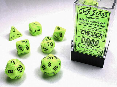 Polyhedral Vortex Bright Green / Black Dice Sets