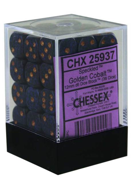 36D6 Speckled Golden Cobalt Dice Block - 12mm