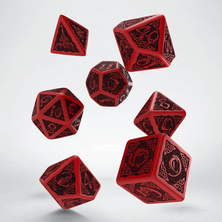 Celtic Polyhedral Black & Red RPG Dice Set