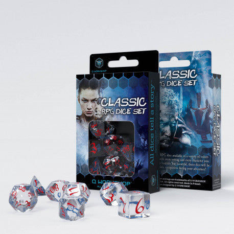 Classic RPG Transparent Blue - Red Dice Set