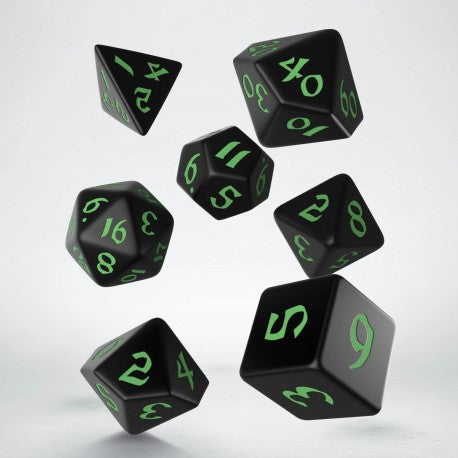 Classic Runic Black & Green Dice Set