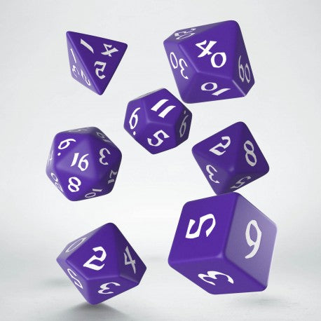 Runic Polyhedral Purple And White RPG Dice Set