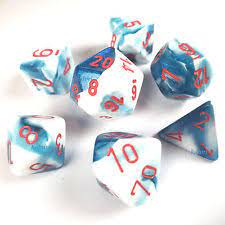 Polyhedral Gemini Astral Blue - White w/ Red Dice Sets
