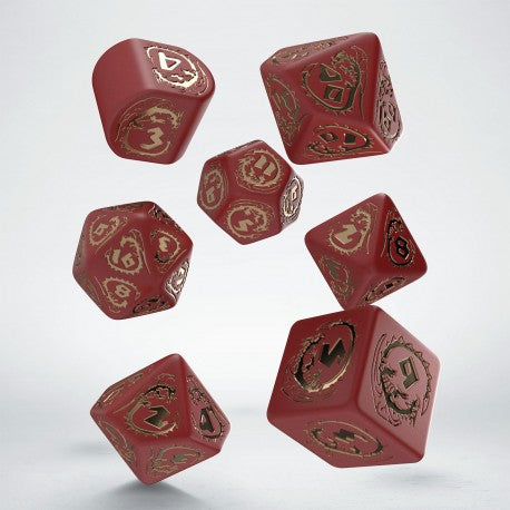 Dragons Modern Dice Set Red and Gold