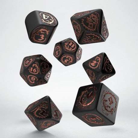 Dragons Modern Dice Set Black and Copper
