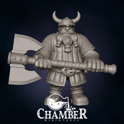 Dwarf w/ 2 Handed Axe - Resin Miniature