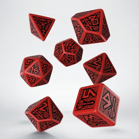 Dwarven Polyhedral Black & Red RPG Dice Set