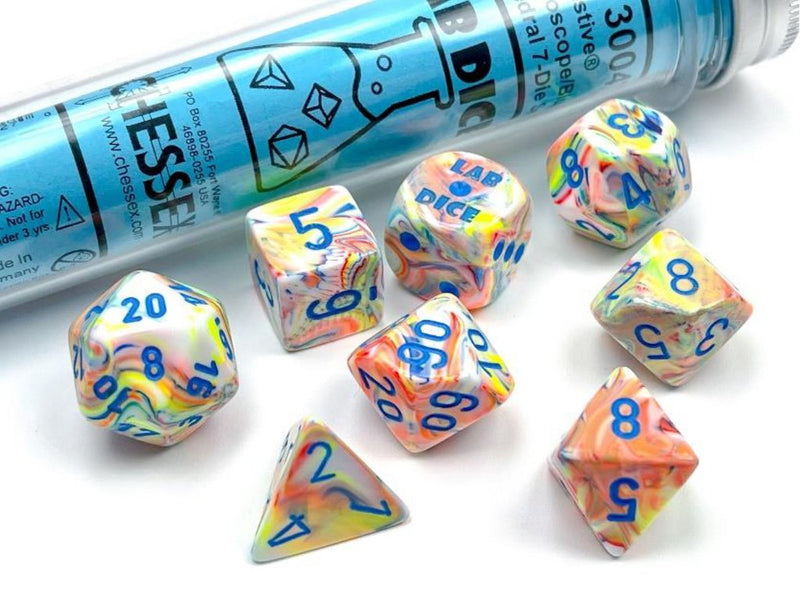 Chessex LAB Dice Polyhedral 7 Die Set - Festive Garden/Blue