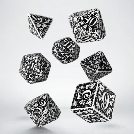 Forest Polyhedral White & Black RPG Dice Set