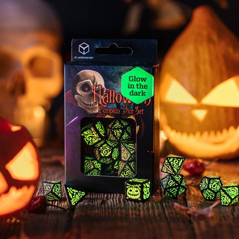 Halloween Pumpkin Glow-in-the-Dark Dice Set