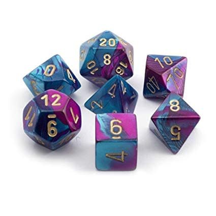Polyhedral Gemini Purple - Teal w/ Gold Dice Sets