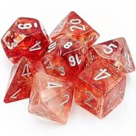 Polyhedral Nebula Red/Silver Dice Sets