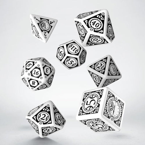 Steampunk Clockwork Dice Set White & Black