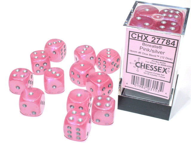 36D6 Borealis Pink / Silver Dice Block - 12mm
