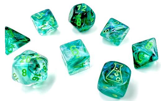 Chessex LAB Dice Polyhedral 7 Die Set - Borealis Kelp/Light Green