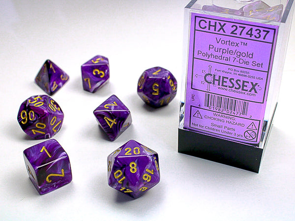 Polyhedral Vortex Purple / Gold Dice Sets