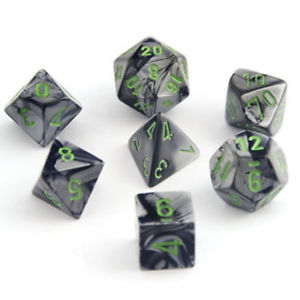 Polyhedral Gemini Black - Grey w/ Green Dice Sets