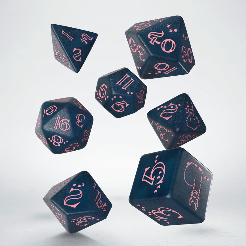 Llama Polyhedral Dark Blue & Pink RPG Dice Set
