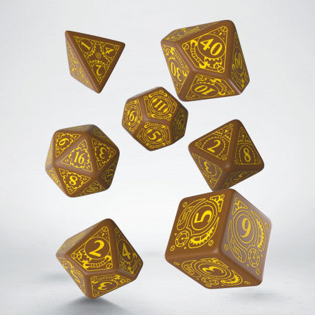 Steampunk Dice Set Brown/Yellow