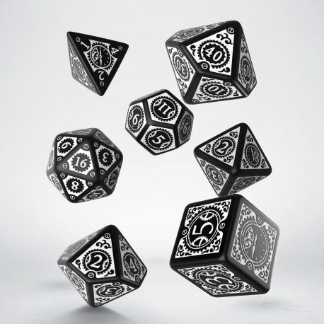 Steampunk Clockwork Dice Set Black & White