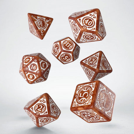 Steampunk Clockwork Dice Set Caramel & White