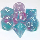 Polyhedral Nebula Wisteria/White Dice Sets